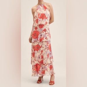 Mango Ruffled floral print lined dress